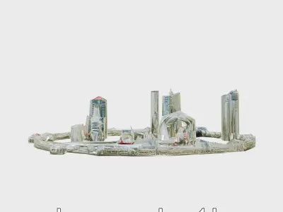 Cyberpunk Futuristic City Circular District Low-poly 3D model