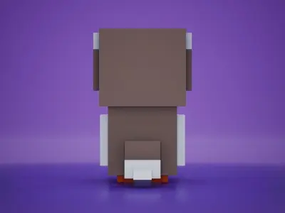 Voxel - Owl Low-poly 3D model