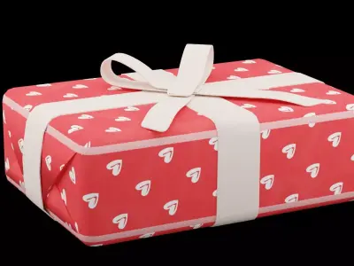Gift Box With Hearts Wrap Low-poly 3D model