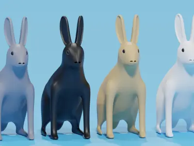 Cartoon Rabbit Tolai Hare 3D model