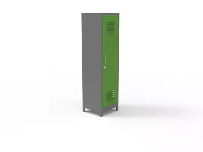 METAL CABINET-SINGLE LONG-GRAY AND GREEN Low-poly 3D model