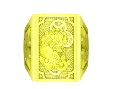 Chinese Dragon Fortune Symbol Men Ring 3D Model  4340 3D print model