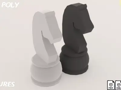 chess horse Low-poly 3D model
