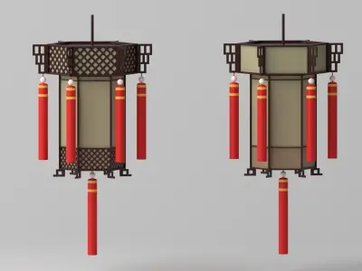 Cartoon Chinese Palace Lantern Low-poly 3D model