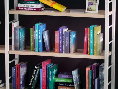 Bookshelf with books and decoration objects 3D model