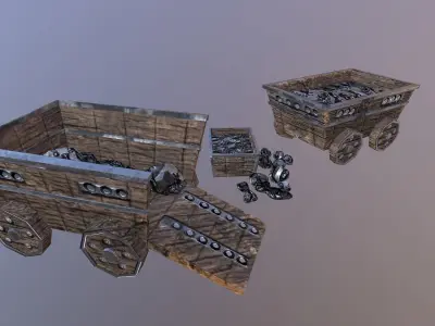 Iron Mine Cart Low-poly 3D model