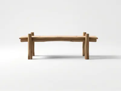 Rustic Wooden Bridge for Nature Trail Simulations Low-poly 3D model