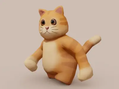 Cute Cat Rigged Low-poly 3D model