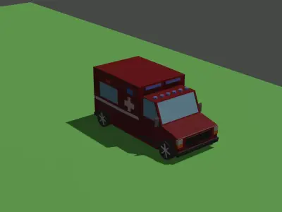 low poly ambulance obj 3D model