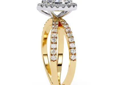 Pear diamond halo setting eternity ring for women 3D print model