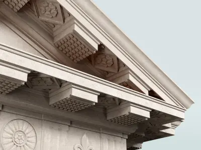 Arched portico in Doric mutulary column order gazebo 3D model