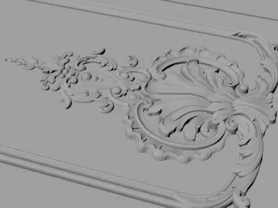 door stl ornate cabinet with gold trim 3D model