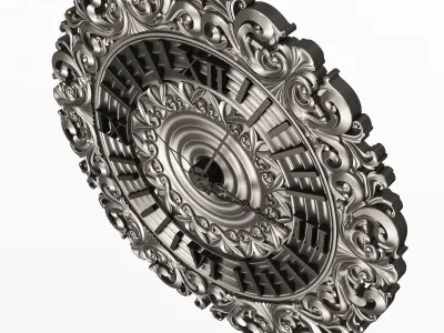 Classic Wall Clock 018 Chrome Low-poly 3D model