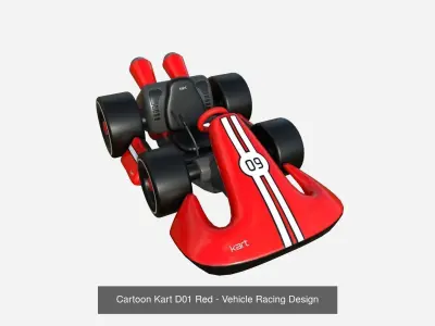 10 Cartoon Karts Red Collection - Vehicle Racing Design 3D Model Pack