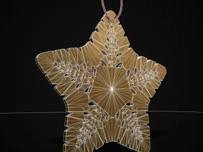 Christmas Decoration Golden Star Low-poly 3D model