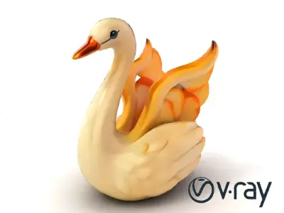 Elegant Meringue Swan Figurine model pack Low-poly 3D model