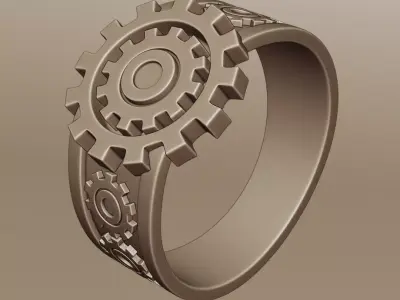 Mechanical Gear Ring - Futuristic Industrial Jewelry Design 3D print model