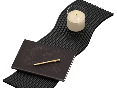Decorative set - notepad pen candle stand 3D model