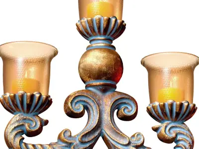 Bronze Tabletop Aged Antique Classic Candlestick Candle Holder 3D model purchase