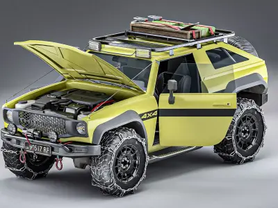 Generic Offroad SUV 4x4 vehicle Customizable Kitbash Pack Low-poly 3D model