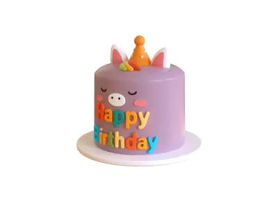 Low-Poly Birthday Cake 08 Low-poly 3D model