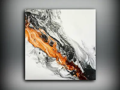 Frame 5 gold and marble abstract painting 3D model
