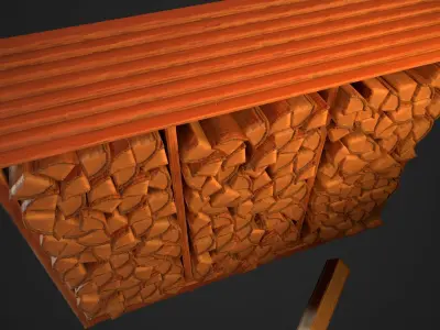 Log Rack Low-poly 3D model