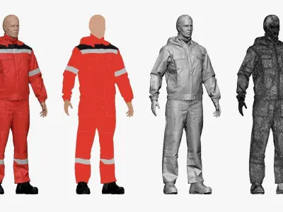 001154 engineering suit red Low-poly 3D model