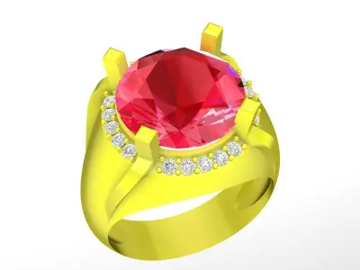 Luxury Round Cut Ruby Halo Ring Design 5011 3D print model