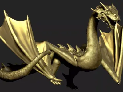 Dragon golden Low-poly 3D model