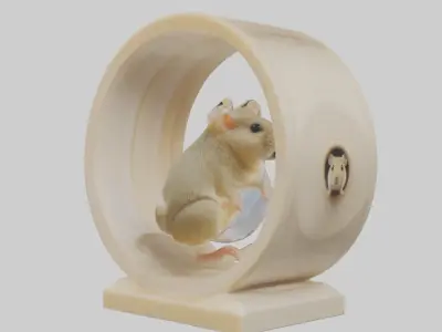 Gerbil running in wheel model Low-poly 3D model