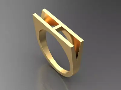 alphabet ring letter H 3D print model