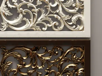 Lattice two ornate panels with gold and ornaments 3D model