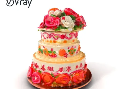 Lavish Decorative Cake Design Model Pack Low-poly 3D model