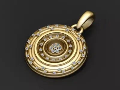 gold circle pendant 3D printable model  3D print model