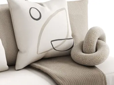 Decorative set of window sill cushions 3D model