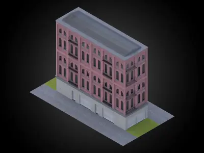 building brick material residential architecture exterior full Low-poly 3D model