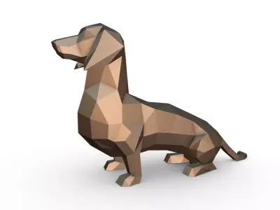 dachshund figure low poly 3D print model