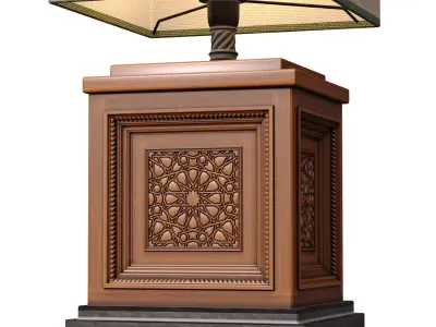 High Wood Arabic Oriental Nightstand buffet Table Lamp 3D model