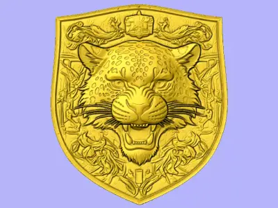 ESCUDO COM CABECA DE ONCA 3D model