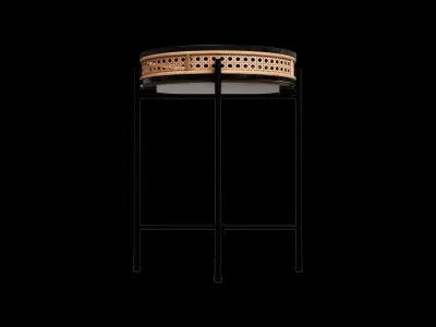 Round Accent Rattan Black Table 3D model