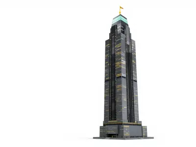 Neon Light Skyscraper Reflective Glass model pack Low-poly 3D model