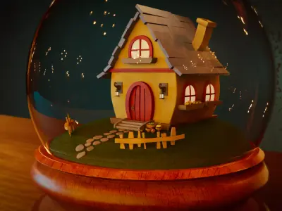 Snow Globe - Little Cartoon House 3D model