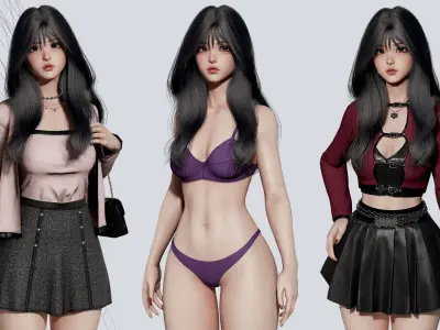 K-POP SERIES Mina - Game Ready Low-poly 3D model