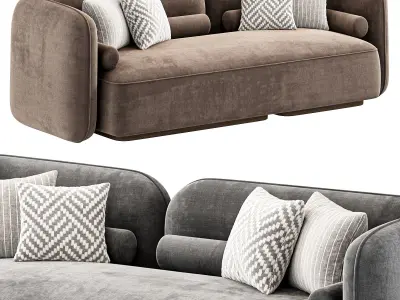 Scandinavian Style Velvet Sofa 3D model