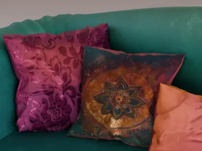 Teal Velvet Chesterfield Sofa 3D model