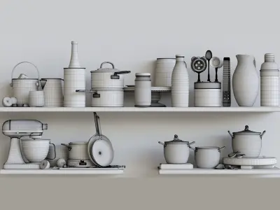 Kitchen set of copper accessories 3D model