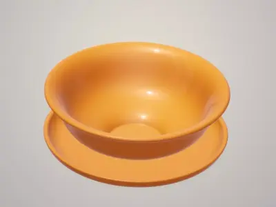 Soup Bowl with bottom plate Free 3D print model