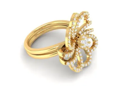 Elegant Floral Diamond Cluster Ring for Women 3D Model 103 3D print model
