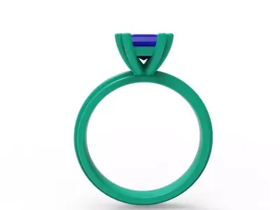 Asscher diamond ring 3D print model